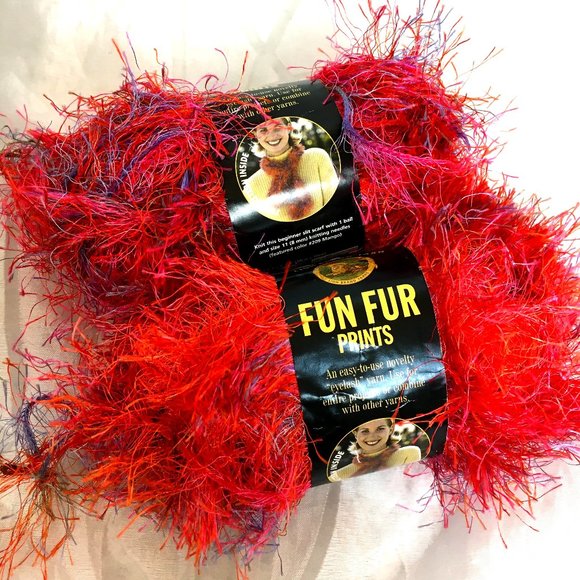 Mango Eyelash Yarn Fun Fur Lion Brand Yarn Bundle of 2 - Picture 1 of 5